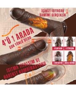Erotica İleri Geri ve Dönme Hareketli Isıtmalı Realistik Yapay Penis Vibratör Thrusting Dildo 25 CM - Görsel 3