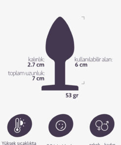 Alternative view of FEMSTAR Küçük Boy Çelik Anal Plug Açıcı Alıştırıcı 7cm Fantezi Metal Seks Ürünleri Kırmızı Taşlı Small Tıkaç
