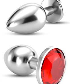 FEMSTAR Küçük Boy Çelik Anal Plug Açıcı Alıştırıcı 7cm Fantezi Metal Seks Ürünleri Kırmızı Taşlı Small Tıkaç - Görsel 3