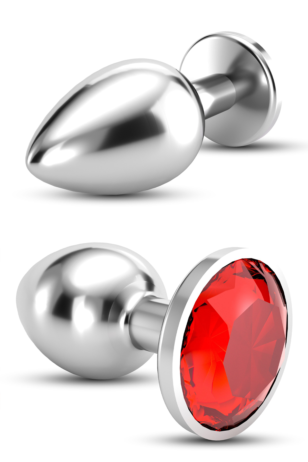 FEMSTAR Küçük Boy Çelik Anal Plug Açıcı Alıştırıcı 7cm Fantezi Metal Seks Ürünleri Kırmızı Taşlı Small Tıkaç - Görsel 3