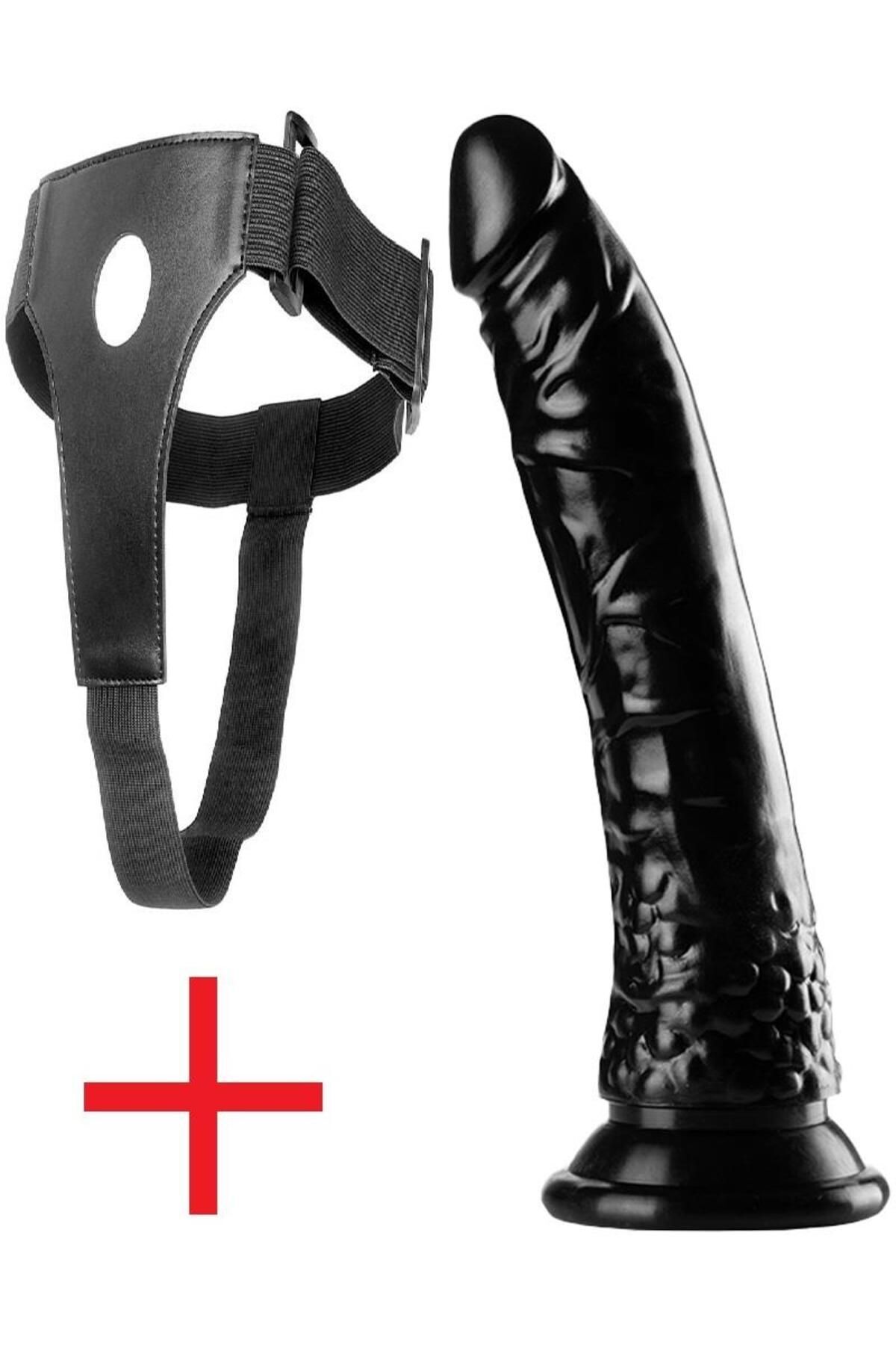 Lolita Shop Gerçekçi Doku Belden Bağlamalı Zenci 21 cm Kemerli Yumurtalıksız Realistik Takma Siyah Dildo Penis