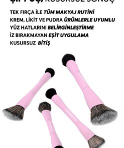 Alternative view of Cream Co. Çift Taraflı Makyaj Fırçası | Dual-Ended Allık Kontür Fondöten Kapatıcı | Çok Amaçlı Makeup Brush
