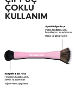 Cream Co. Çift Taraflı Makyaj Fırçası | Dual-Ended Allık Kontür Fondöten Kapatıcı | Çok Amaçlı Makeup Brush - Görsel 3