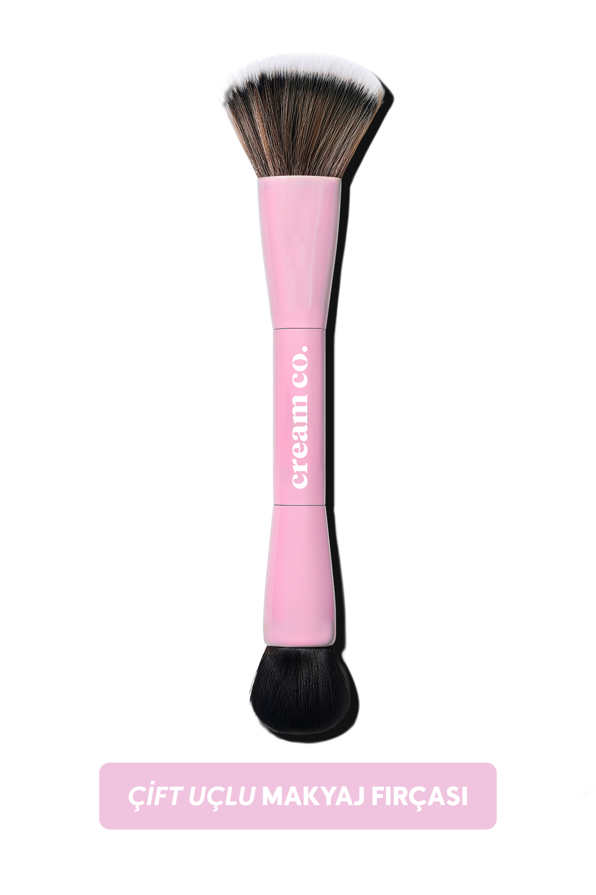Cream Co. Çift Taraflı Makyaj Fırçası | Dual-Ended Allık Kontür Fondöten Kapatıcı | Çok Amaçlı Makeup Brush