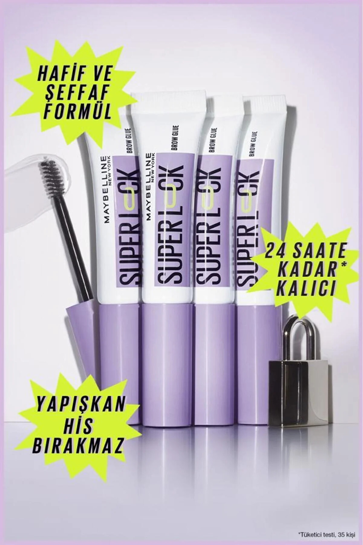 Maybelline New York Super Lock Brow Glue Kaş Sabitleyici Maskara - Şeffaf + Sürpriz Kutu Hediye - Görsel 3