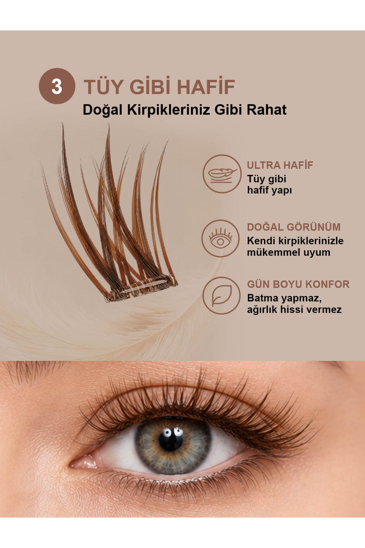 Takma Takma Takma Kirpik Kendinden Yapışkanlı Brown Style – Caramel Kiss - RG3BR0001 Kahverengi - Görsel 3