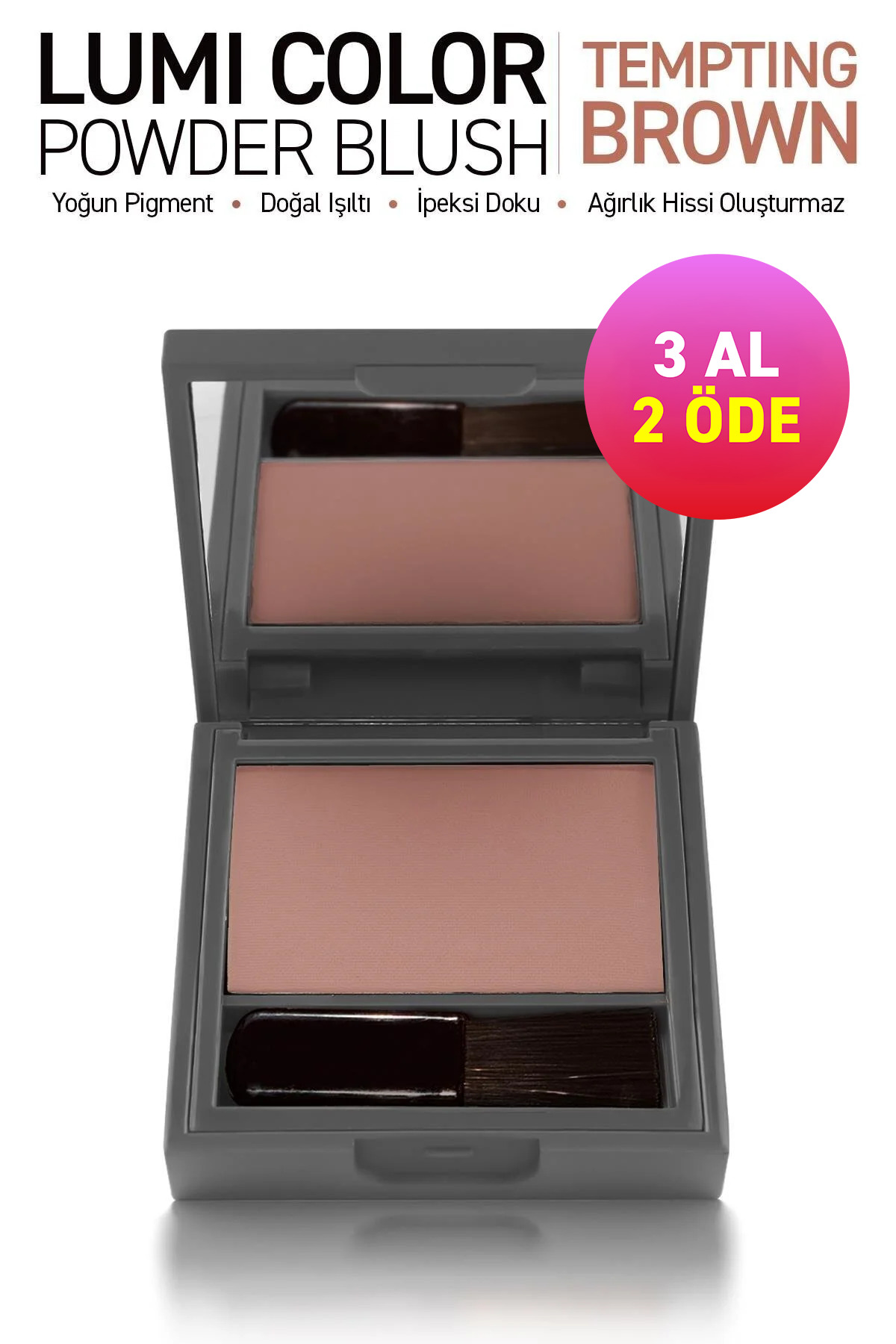 Alix Avien Yoğun Pigmentli Ultra İnce İpeksi Dokulu Pudra Allık - Lumi Color Powder Blush 154 Tempting Brown