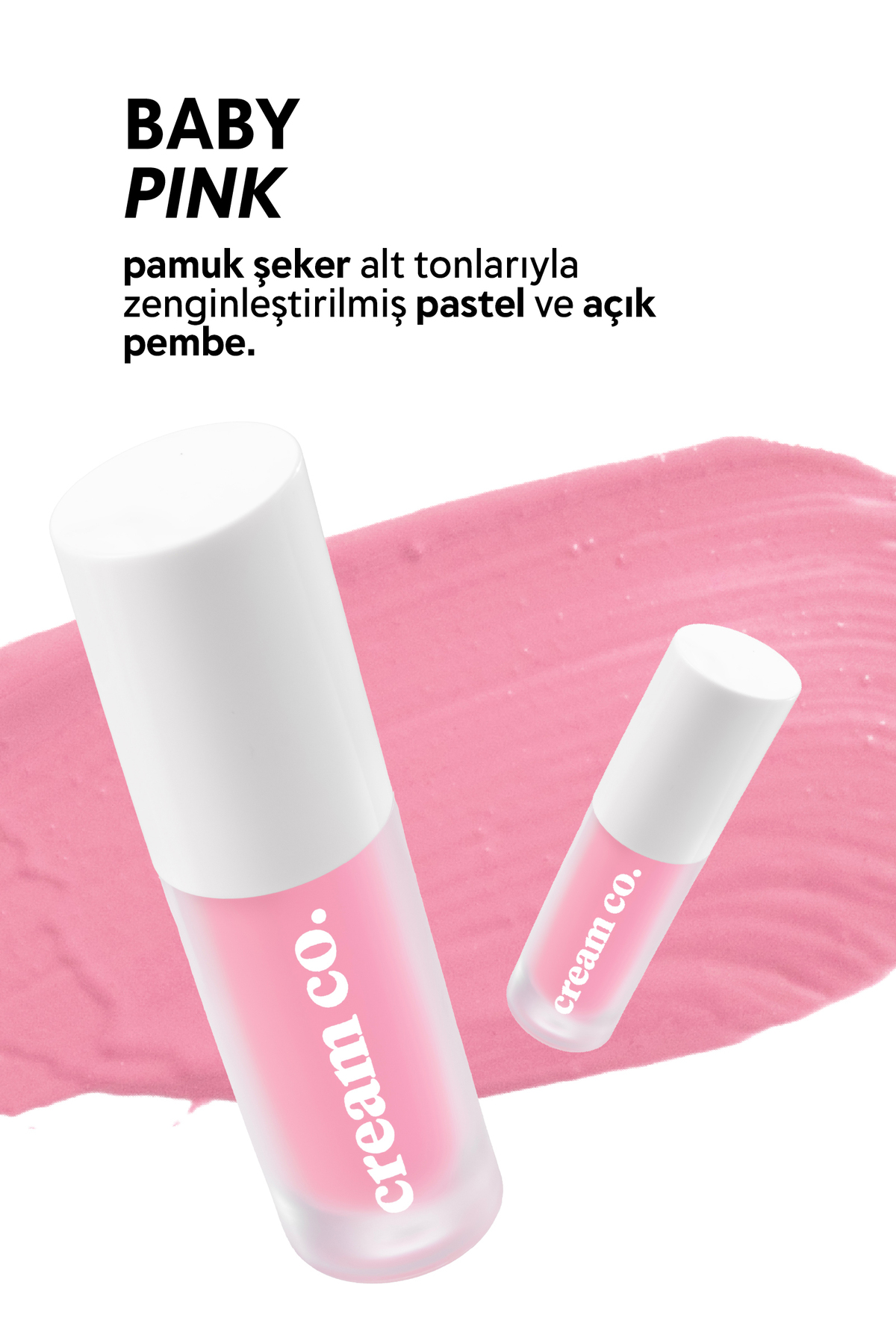 Cream Co. Allık Ruj Göz Farı Glow Tint Baby Pink Nemlendirici Makyaj | Pastel Pembe Hyaluronik Asit Peptit - Görsel 3