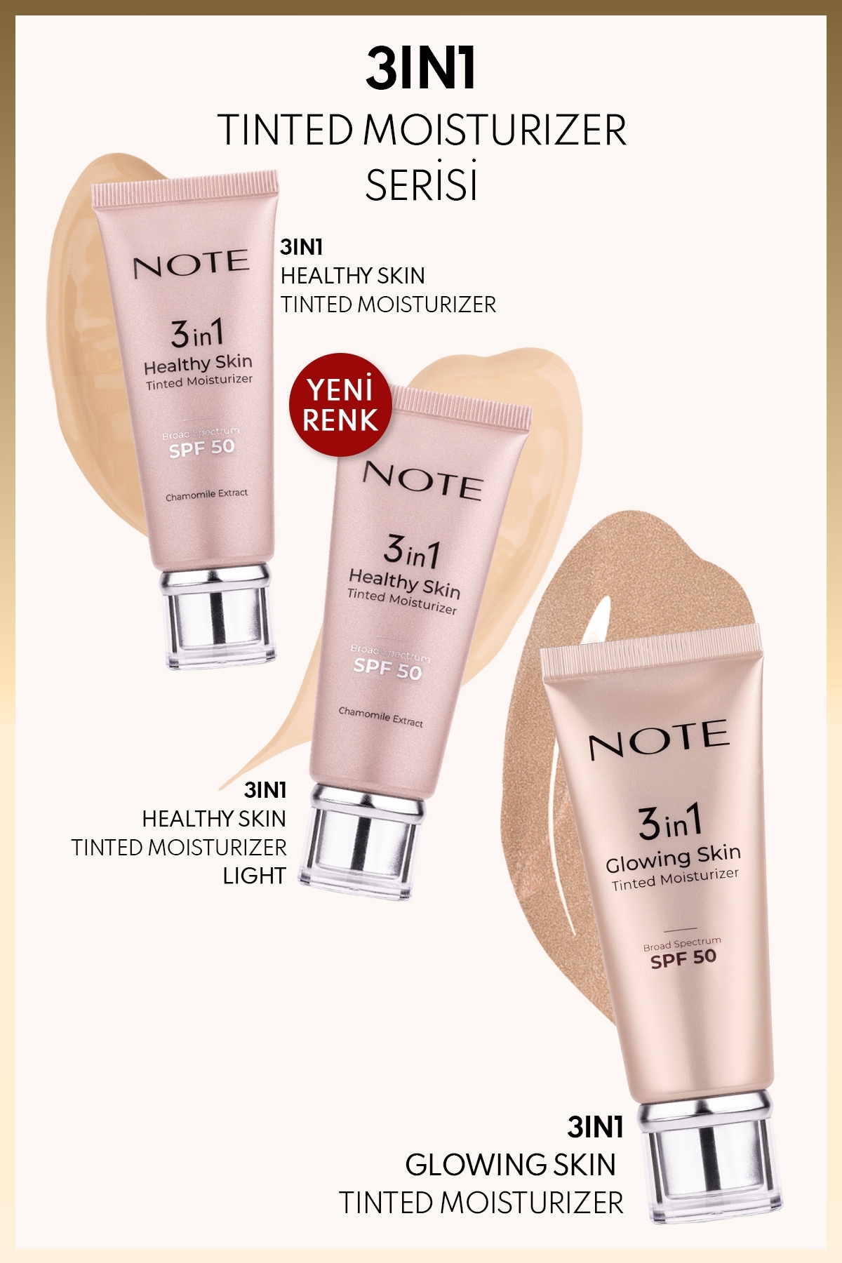 Note Cosmetics 3 in 1 Healthy Skin Light Tinted Moisturizer SPF 50 Renk Ton Eşitleyici Aydınlatıcı Krem 00 Açık Ton - Görsel 3
