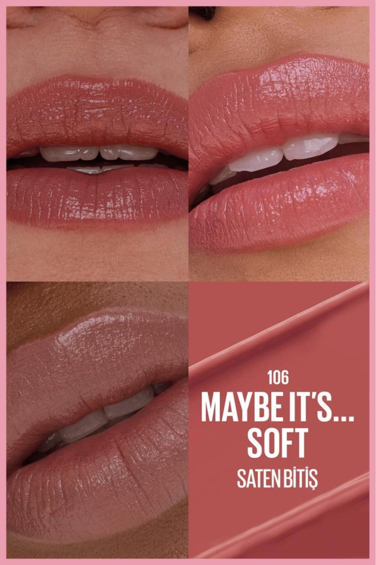 Maybelline New York Serum Etkili Hyalüronik Asit ve Besleyici Yağ İçeren Ruj - 106 Maybe It's Soft - Görsel 3