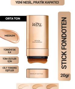 WOU World of Unique Stick Fondöten, Fırçalı Pratik Kapatıcı, 2 in 1, 20 gr, Orta Ton