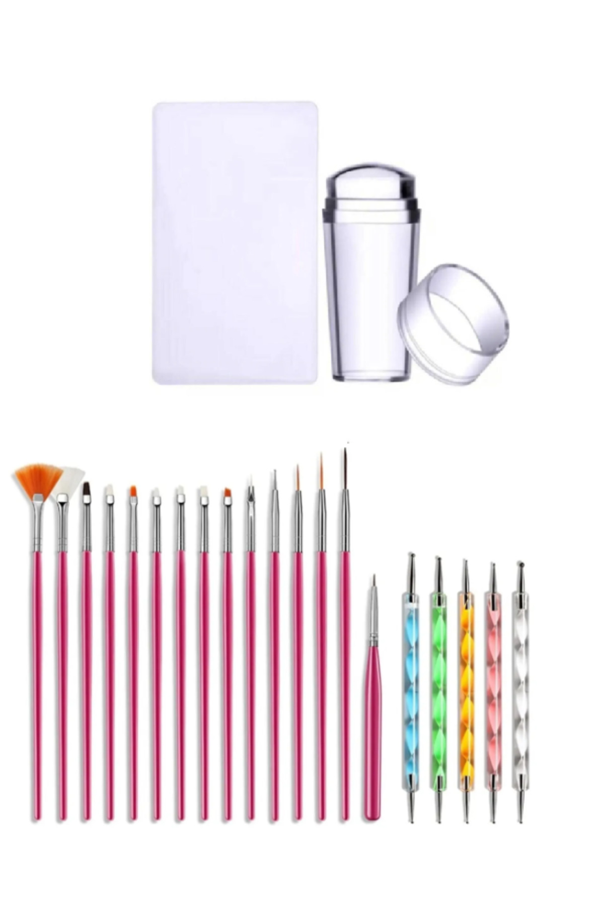 Nail Master 3'lü Desen Verme Tırnak Süsleme Seti Jel Tırnak Nail Art Fırça Seti French Dot Kalemi Stamper