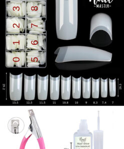 Nail Master 500 Adet Naturel Yarım Ay Protez Tips Tırnak Kemik + Tips Makası + Tips Yapıştırıcısı 10gr