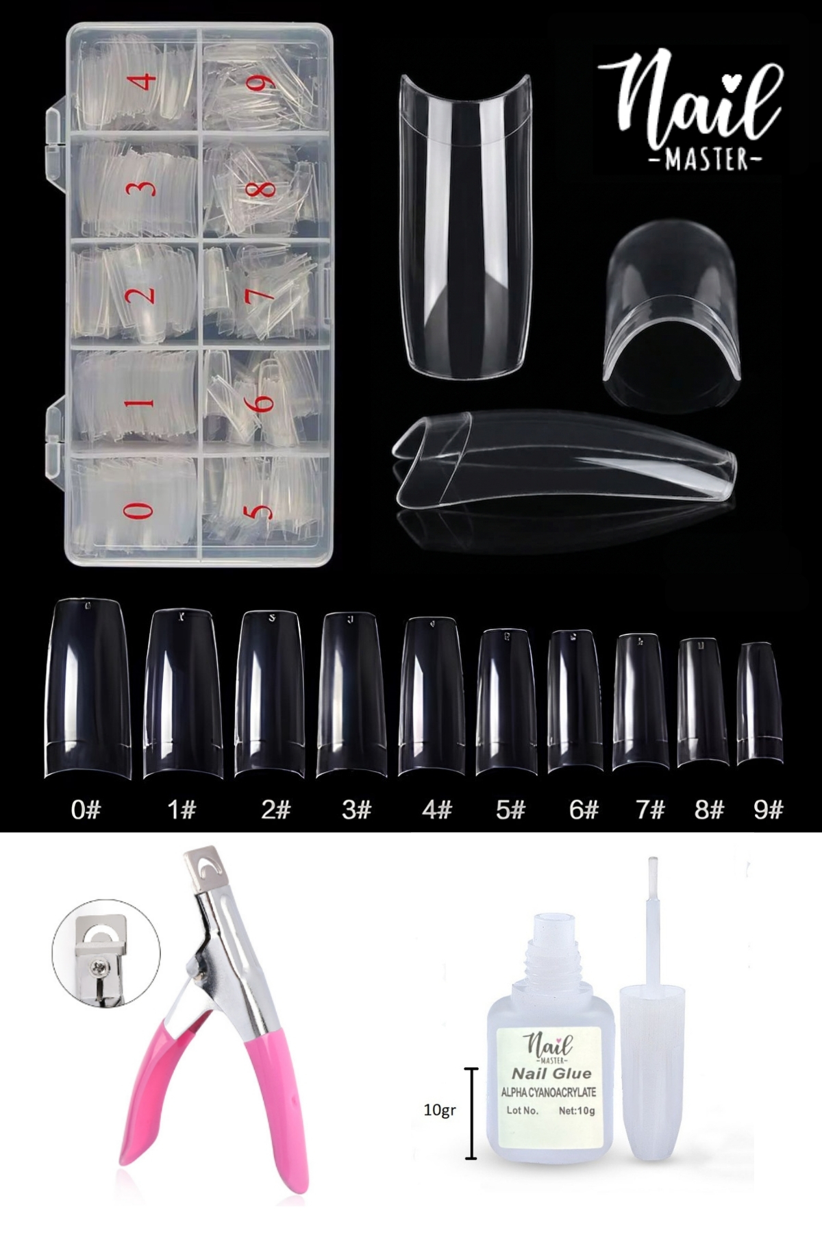 Nail Master 500 Adet Naturel Yarım Ay Protez Tips Tırnak Kemik + Tips Makası + Tips Yapıştırıcısı 10gr - Görsel 3