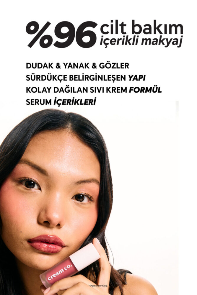 Cream Co. Allık Ruj Göz Farı Glow Tint Rich Berry | Nemlendirici Makyaj | Pembe Bordo | Hyaluronik Asit Peptit - Görsel 2