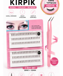MAQYA KOZMETİK Takma Kirpik Seti 120'li Yapıştırıcı Hediyeli Sabitleyici Doğal Görünüm+ Takma Kirpik Cımbızı + Tarama Fırçası 10D-8D/10mm-8mm