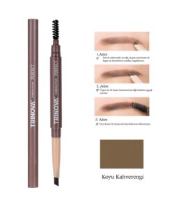 Trinova Koyu Kahve Fırçalı Kaş Kalemi Double-ended Eyebrow Pencil