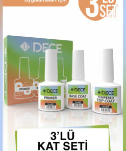 d dece Primer Base Coat Top Coat Seti – Kalıcı Oje & Protez Tırnak İçin 3’lü Kat Seti 10ml
