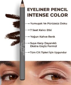 Alix Avien Suya Dayanıklı Yoğun Pigmentli Kremsi Kolay Sürüm Kahverengi Göz Kalemi - Eyeliner Pencil Brown - Görsel 3