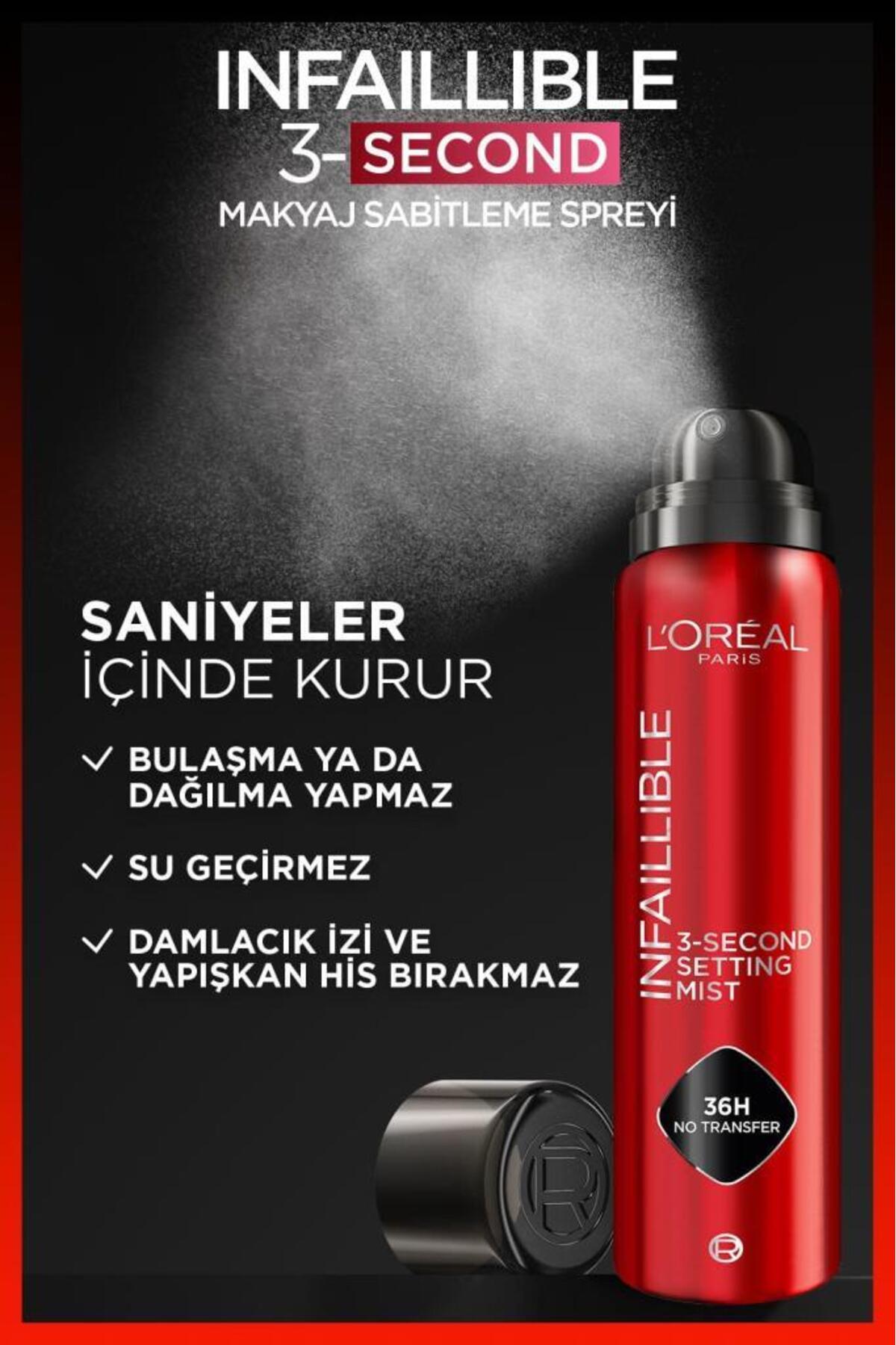 L'Oreal Paris L'Oréal Paris Infaillible 3-Second Jumbo Makyaj Sabitleme Spreyi 150 ML - Setting Spray - Görsel 3