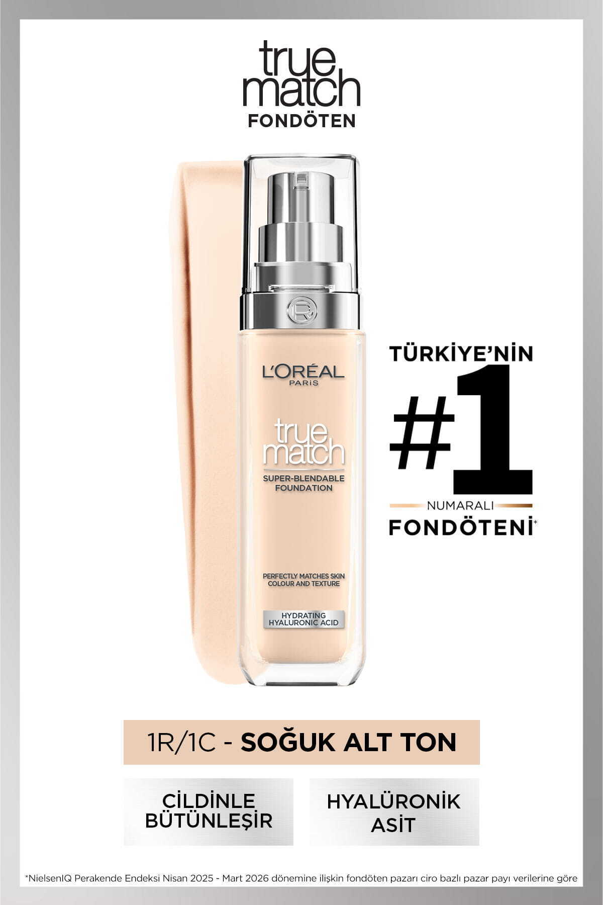 L'Oreal Paris True Match Bakım Yapan Fondöten - 1R Soğuk Alt Ton