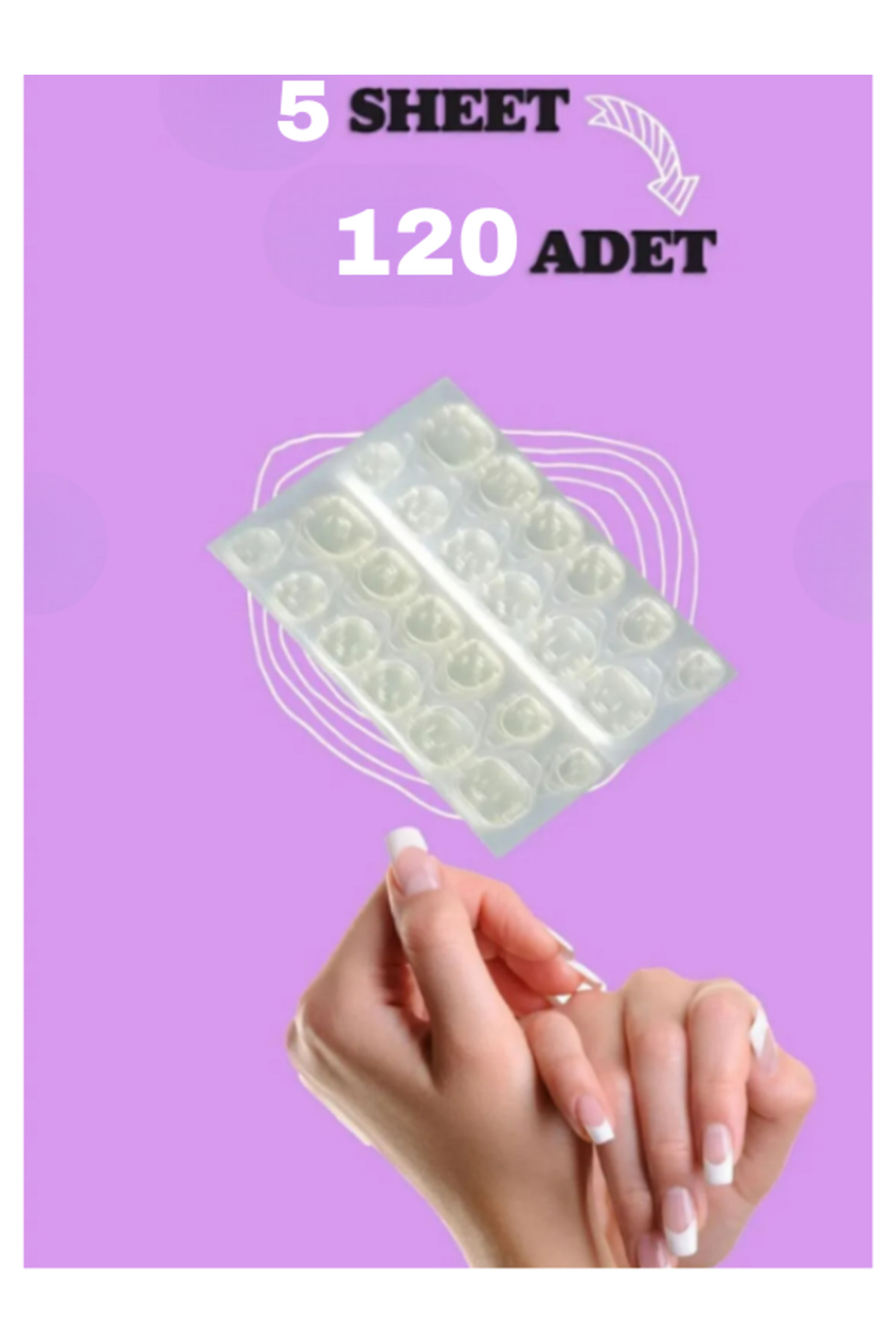 AcarlarTicaret 120 Adet Zararsız Pro Çift Taraflı Protez Takma Tırnak Yapıştırıcısı Yapıştırma Bandı Tak Çıkar