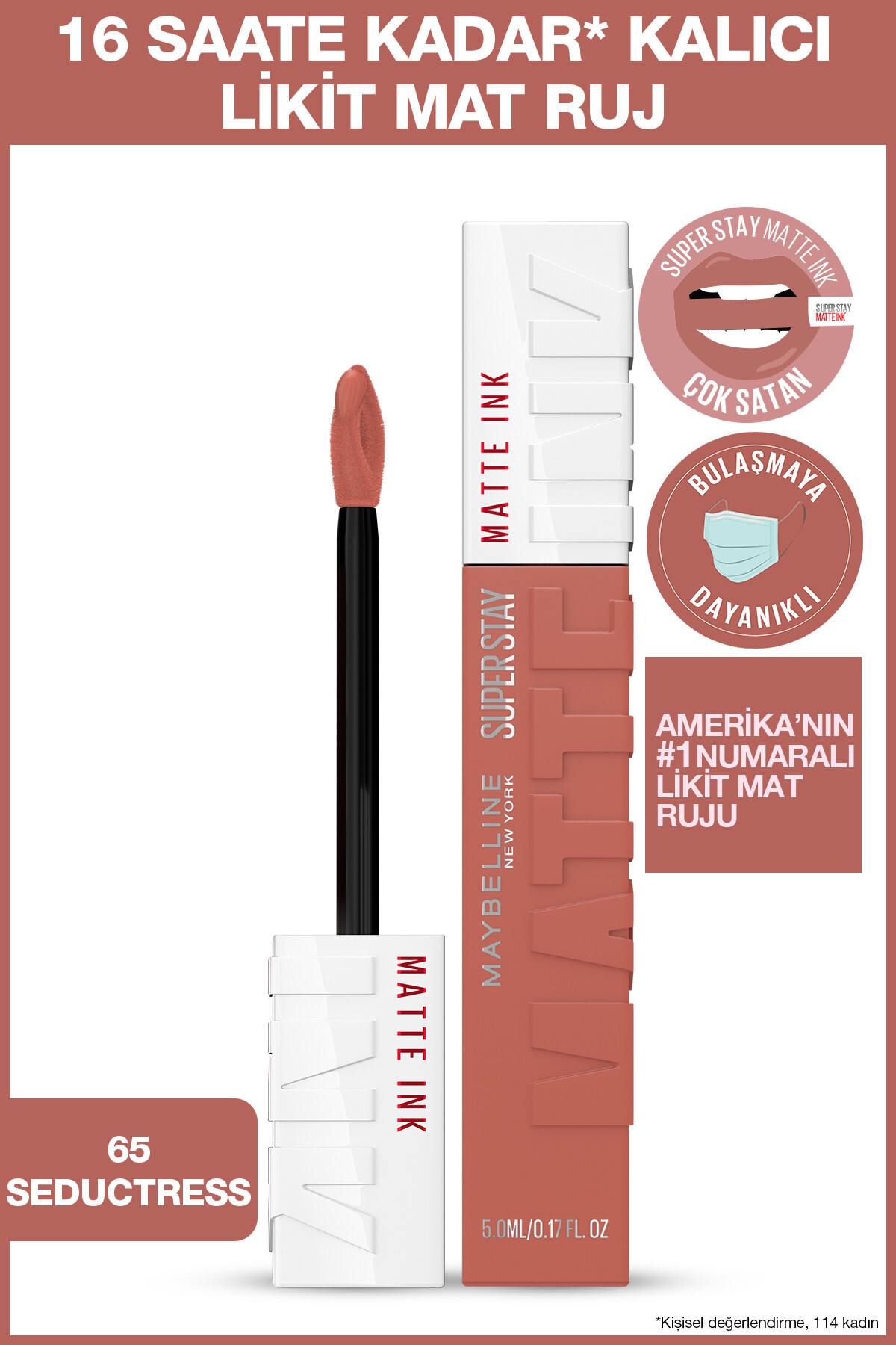 Maybelline New York Super Stay Matte Ink Unnude Likit Mat Ruj - 65 Seductress - Nude 5 ml