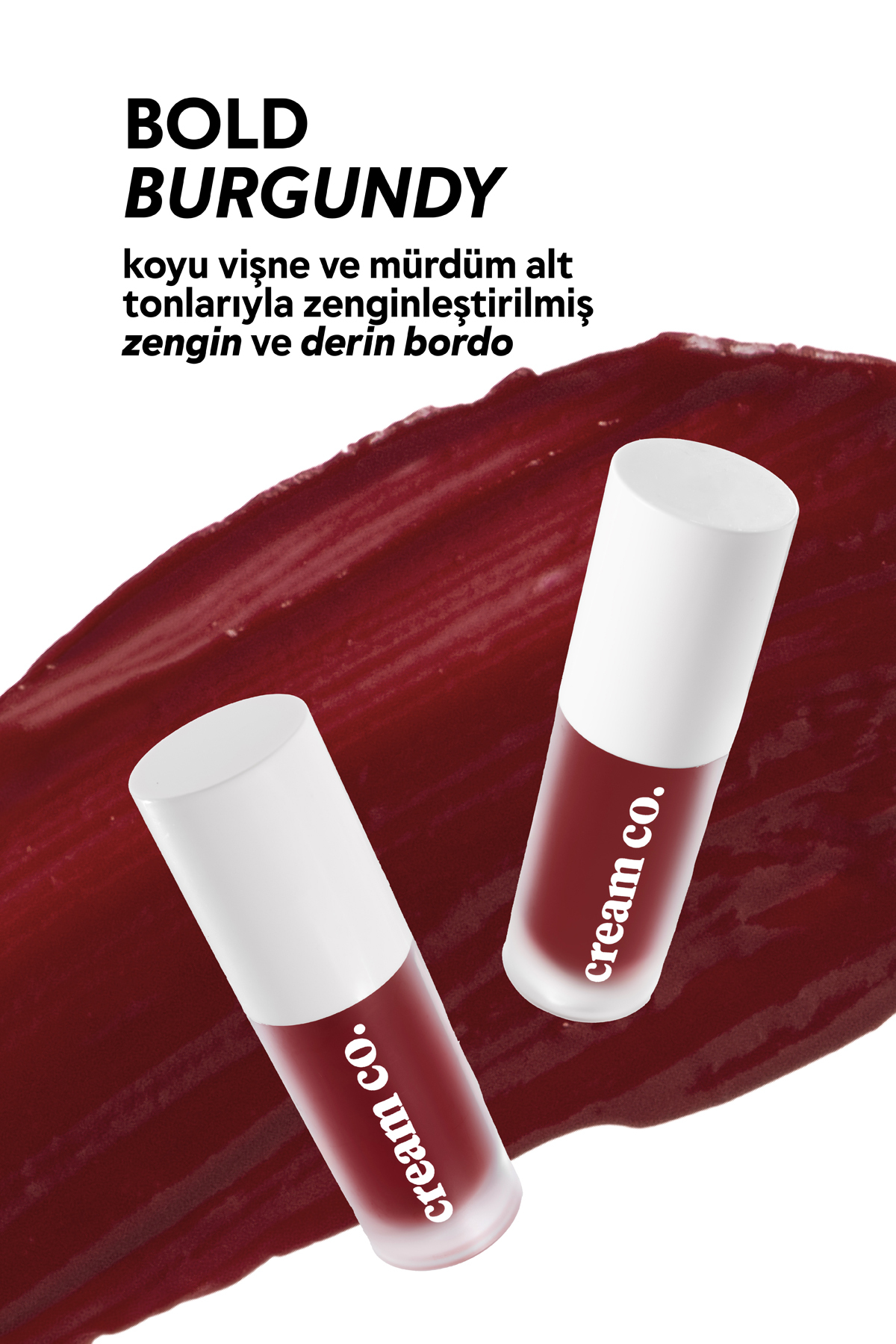 Cream Co. Allık Ruj Göz Farı Glow Tint Bold Burgundy Nemlendirici Makyaj | Bordo Hyaluronik Asit Peptit - Görsel 3
