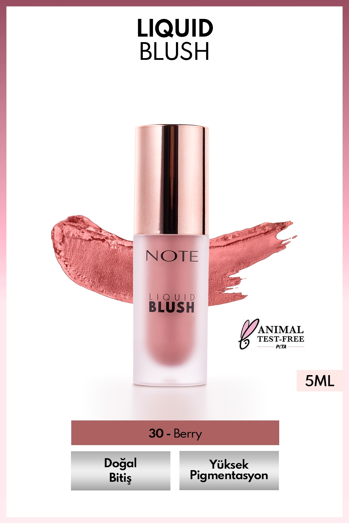 Note Cosmetics Liquid Blush Nemlendirici Etkili Likit Allık - 30 Berry (Işıltılı)
