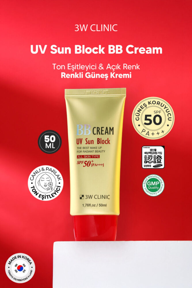 3W CLINIC Renk Eşitleyici Ve Spf 50 Pa +++ Güneş Koruyucu Açık Renk Bb Krem Bb Cream Uv Sun Block - Görsel 2