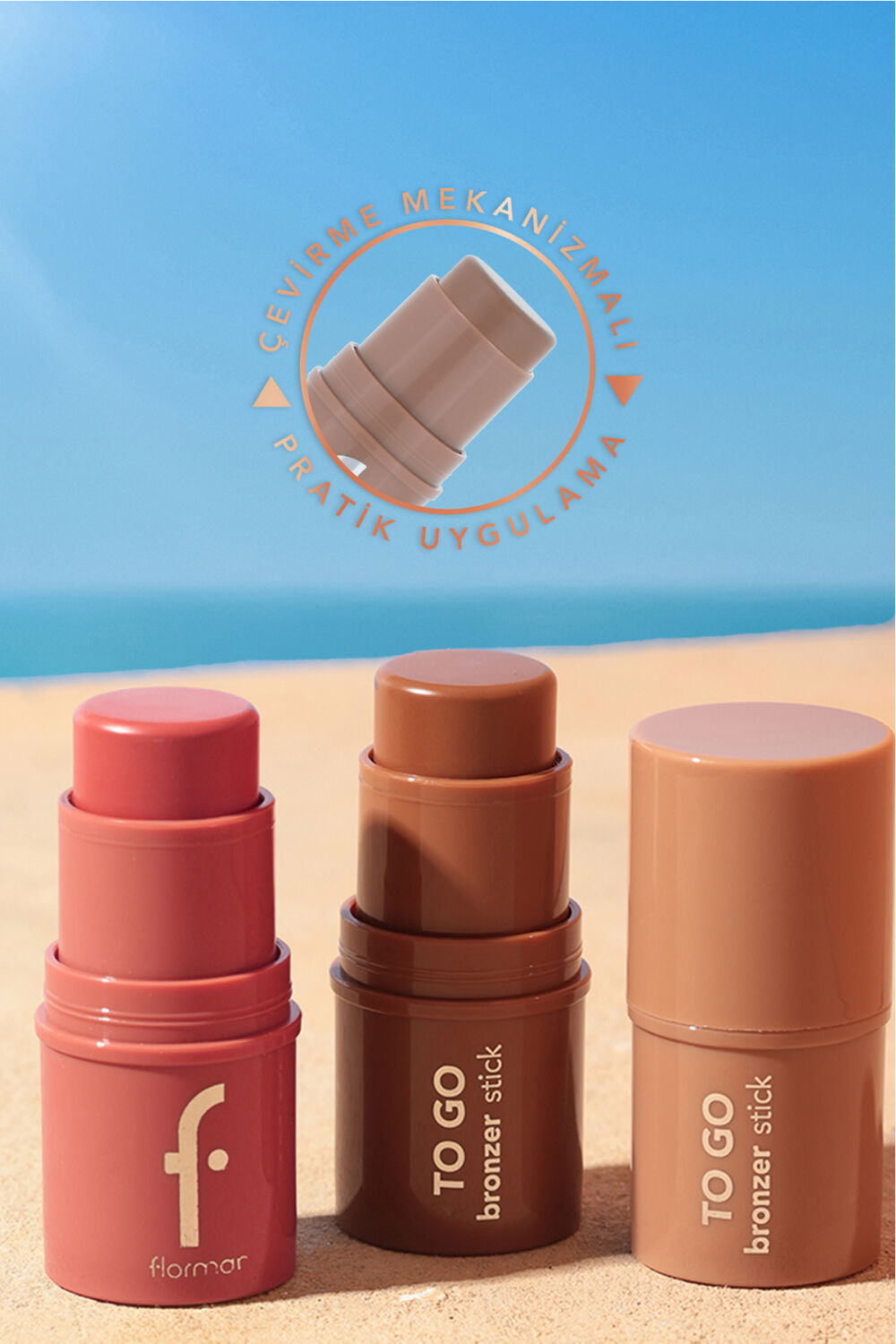Flormar To Go Doğal Bitişli & Nemlendirme Etkili Kremsi Stick Bronzer - 002 BISCUIT - Görsel 3