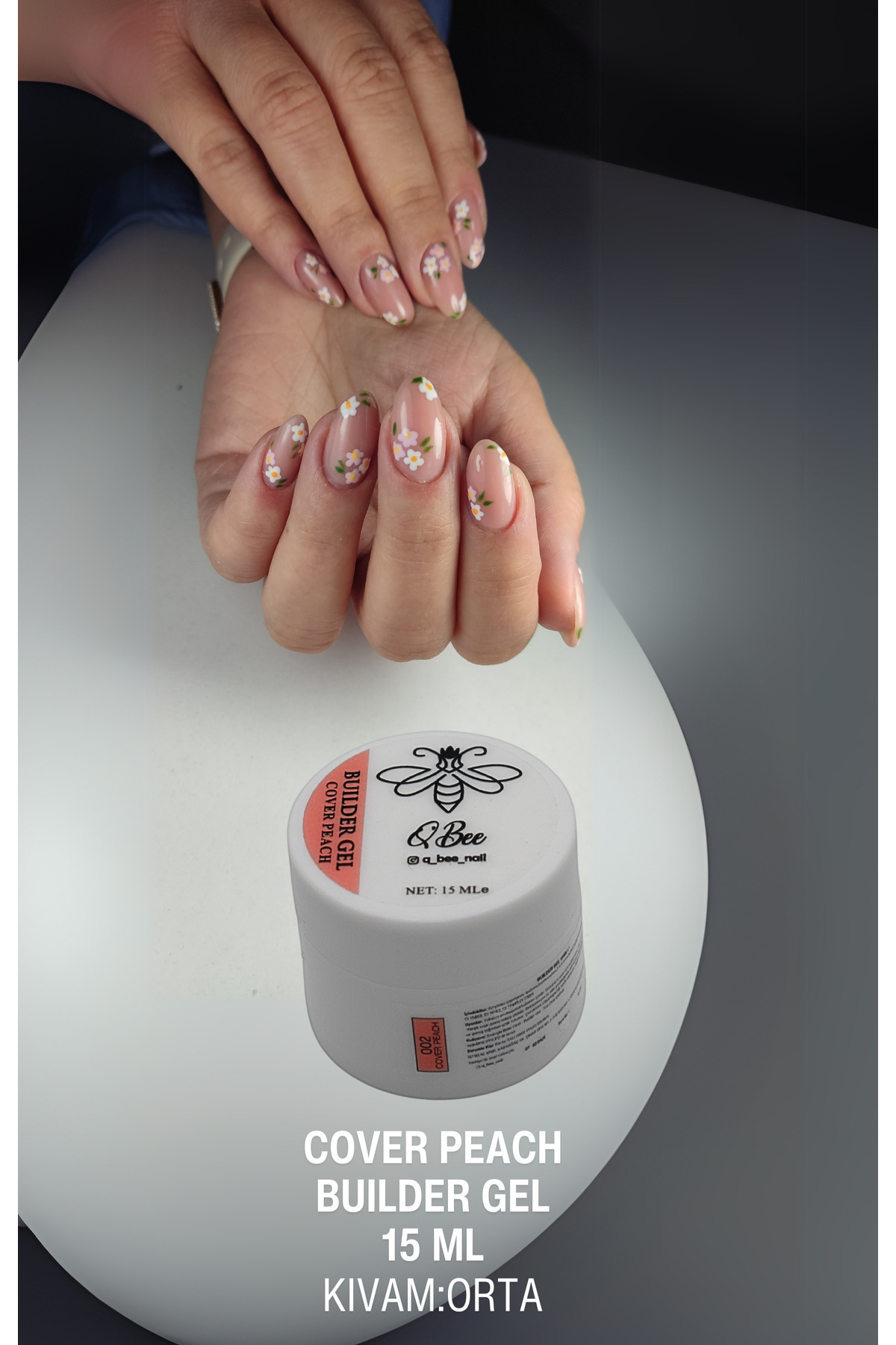 QBEE PROFESSIONAL 15ml Protez Tırnak Jeli Builder Gel Cover Peach TPO&HEMA FREE
