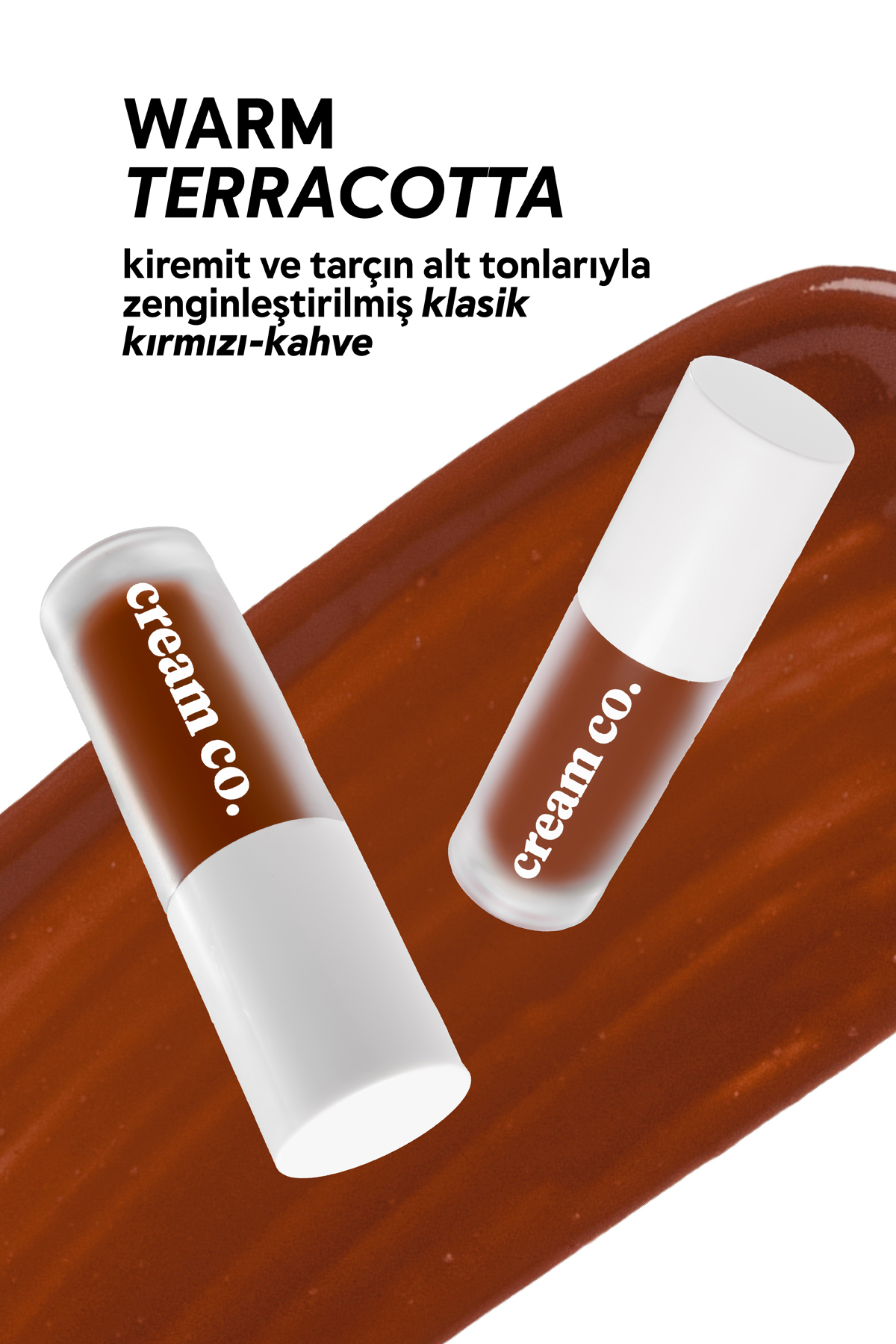 Cream Co. Allık Ruj Göz Farı Glow Tint Warm Terracotta Nemlendirici Makyaj | Kahverengi Hyaluronik Asit Peptit - Görsel 3