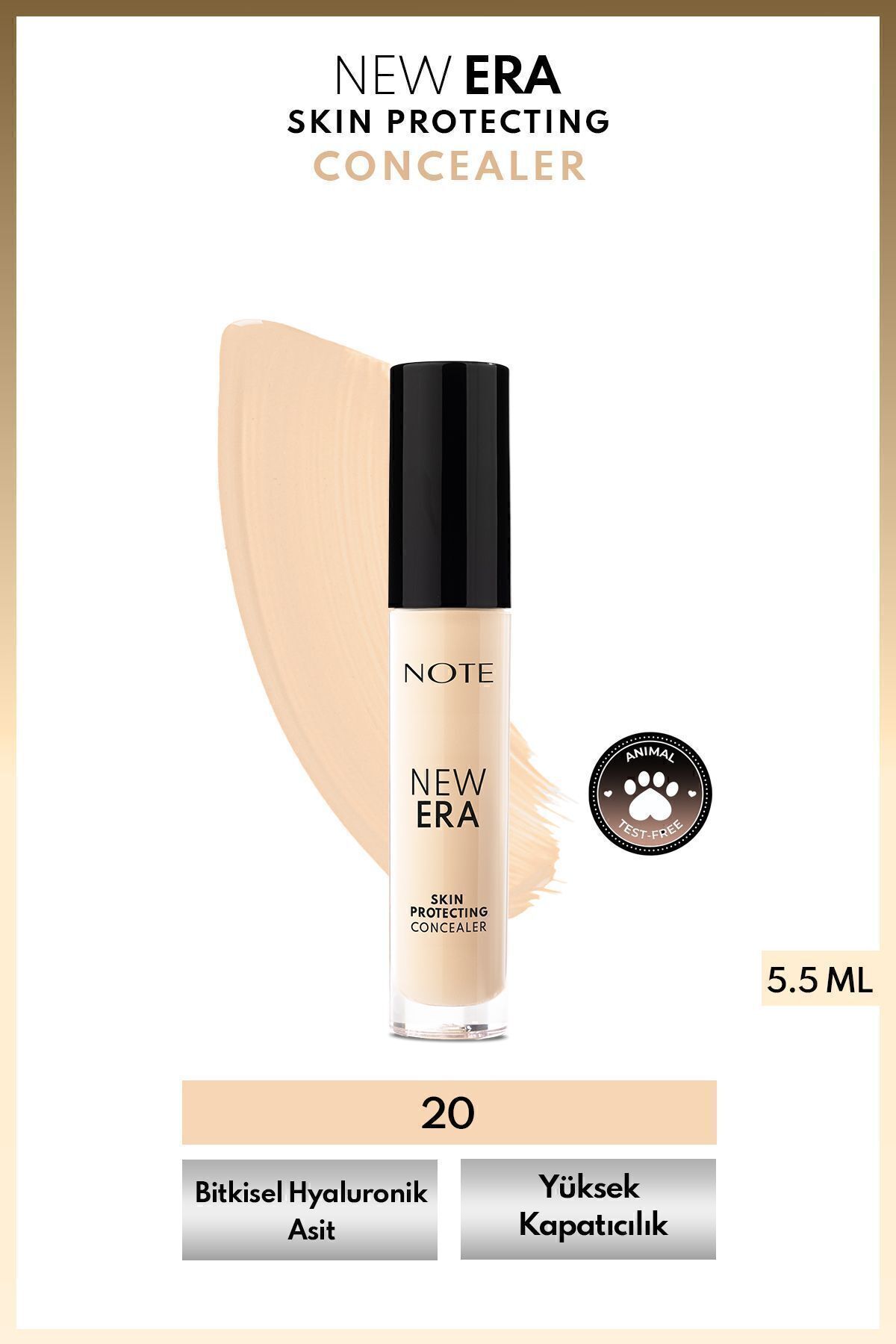 Note Cosmetics New Era Skin Protecting Concealer Nemli Bitişli Göz Altı Kapatıcısı - 20 Light Beige