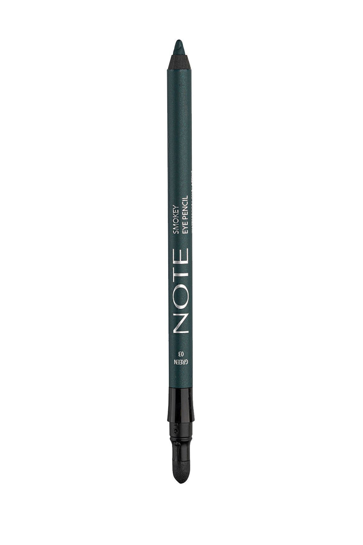 Note Cosmetics Smokey Eye Pencil Waterproof Aplikatörlü Suya Dayanıklı Göz Kalemi - 03 Green - Yeşil - Görsel 3