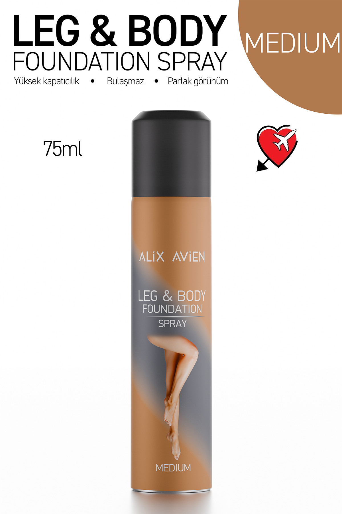 Alix Avien Bacak Fondöteni Medium Vücut Makyajı Bronzlaştırıcı Etki Sprey Çorap - Leg & Body Foundation 75ml