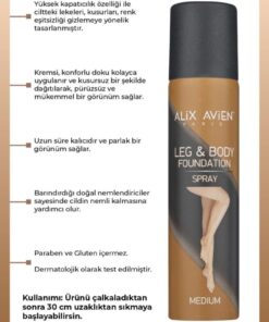 Alix Avien Bacak Fondöteni Medium Vücut Makyajı Bronzlaştırıcı Etki Sprey Çorap - Leg & Body Foundation 75ml - Görsel 3