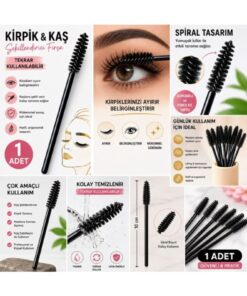Keyfi Sepet Kirpik ve Kaş Şekillendirici Fırça Siyah Spiral Tarak Fırça Maskara Uygulama Fırçası 1 Adet - Görsel 3
