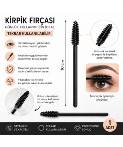 Keyfi Sepet Kirpik ve Kaş Şekillendirici Fırça Siyah Spiral Tarak Fırça Maskara Uygulama Fırçası 1 Adet