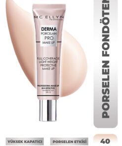 Mcellyn Saten Görünüm Porselen Fondöten Waterproof - 02 Beyaz Ten