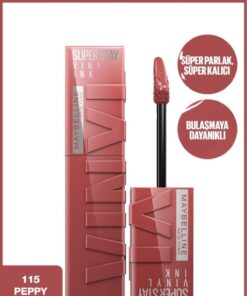 Maybelline New York Super Stay Vinyl Ink Uzun Süre Kalıcı Likit Parlak Ruj 115 Peppy