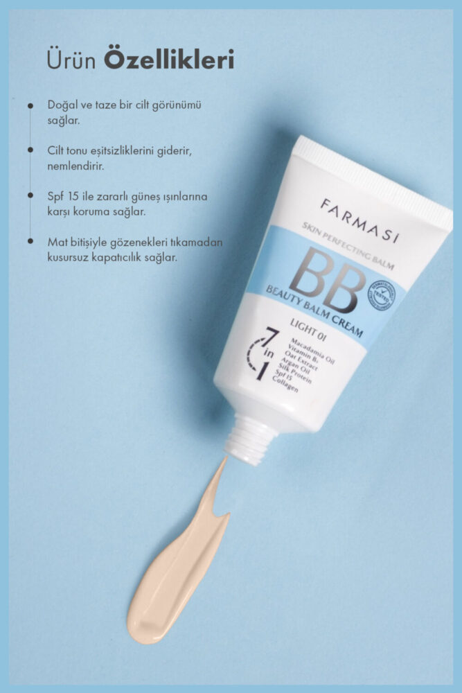Farmasi BB Krem | 01 Light Açık Ton SPF 15 Nemlendirici Mat Bitişli Cilt Tonu Eşitleyici 50 ml - Görsel 2
