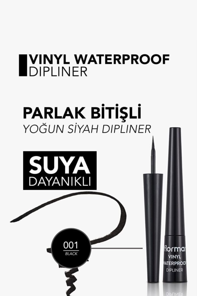 Flormar Suya Dayanıklı Parlak Dipliner (SİYAH) - Waterproof Dipliner - 001 Black - 8690604536498 - Görsel 3