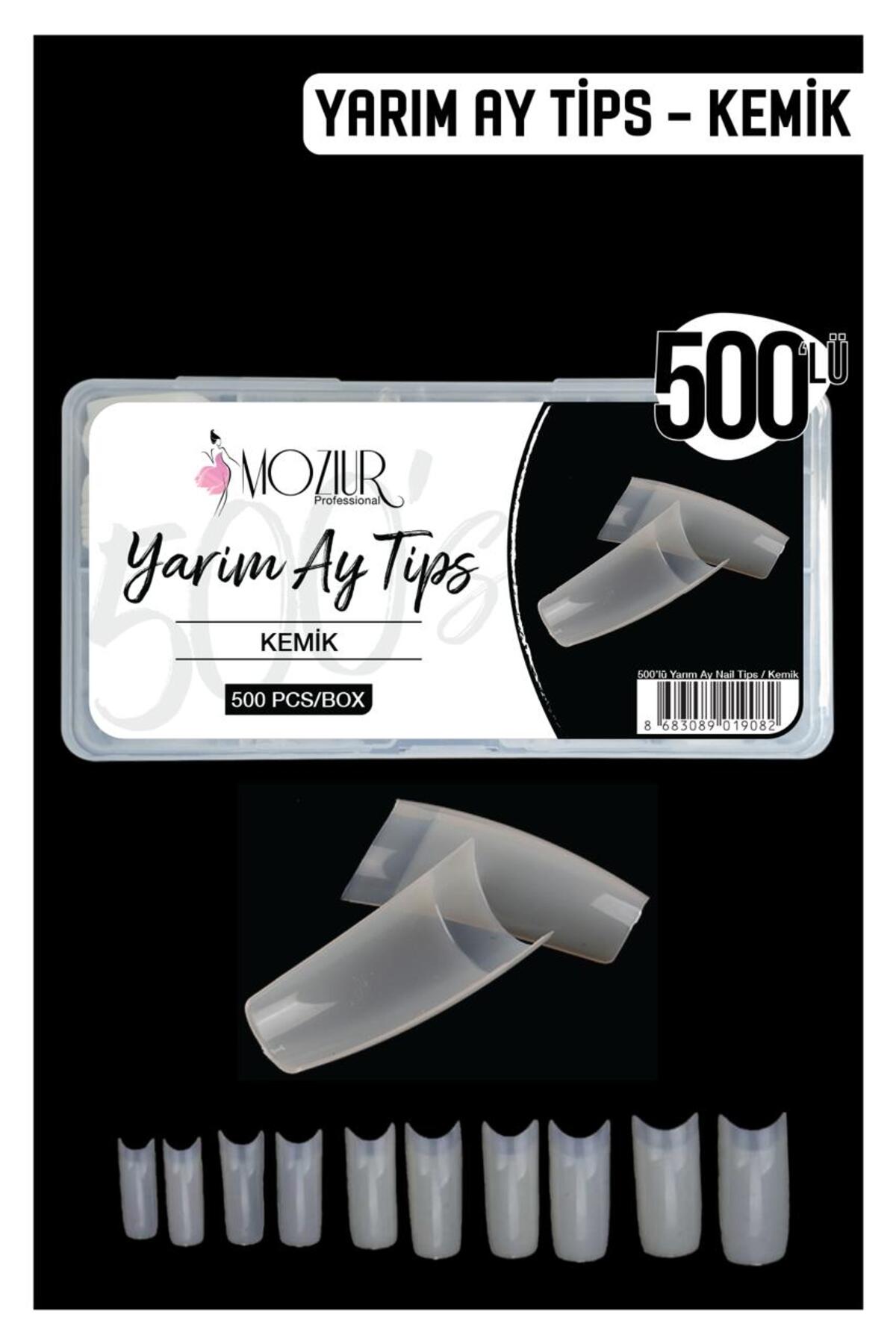 MOZIUR 500'lü Yarım Ay Takma Tırnak Tips - Kemik