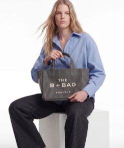 Bonheur Canvas Ghost Gray Small Tote Bag - Görsel 3