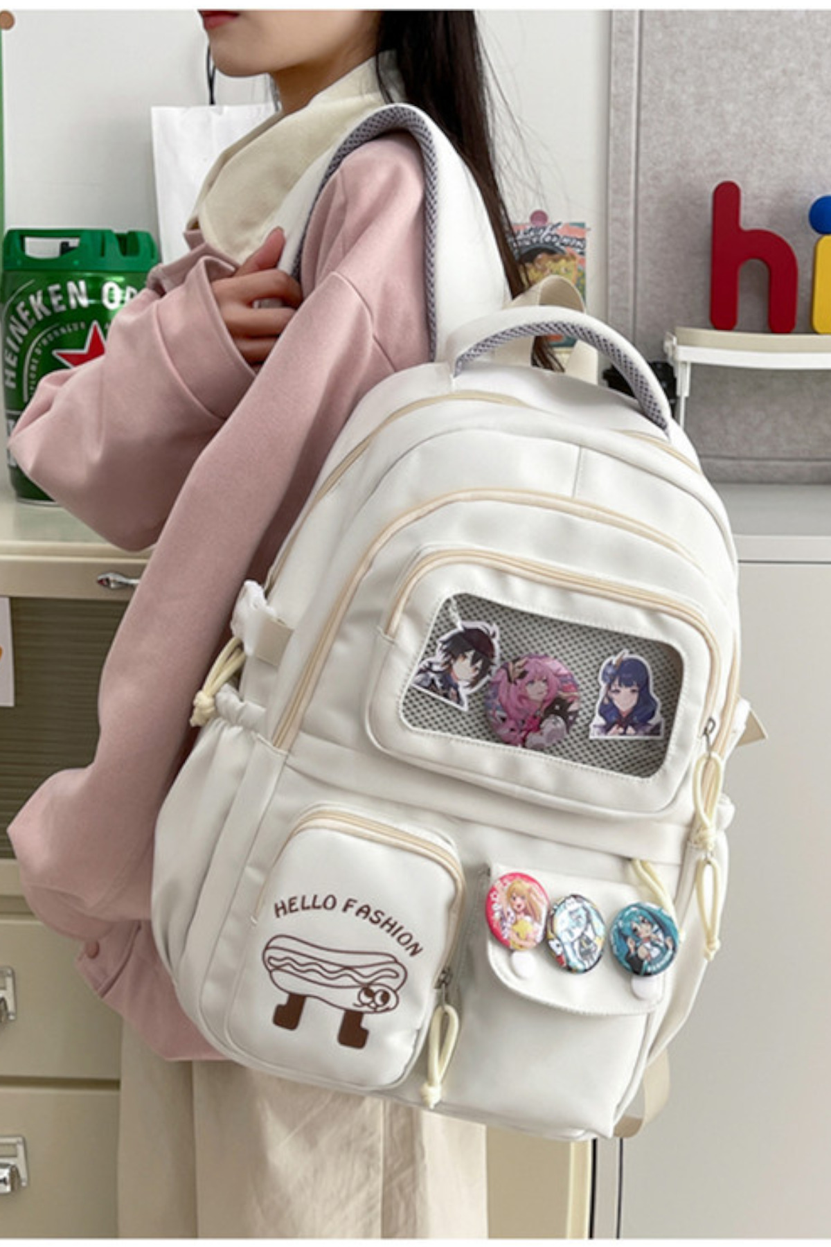 Kawaii Kore Tarzı Premium İthal Aksesuarlı Okul Çantası Sırt Çantası - Görsel 3