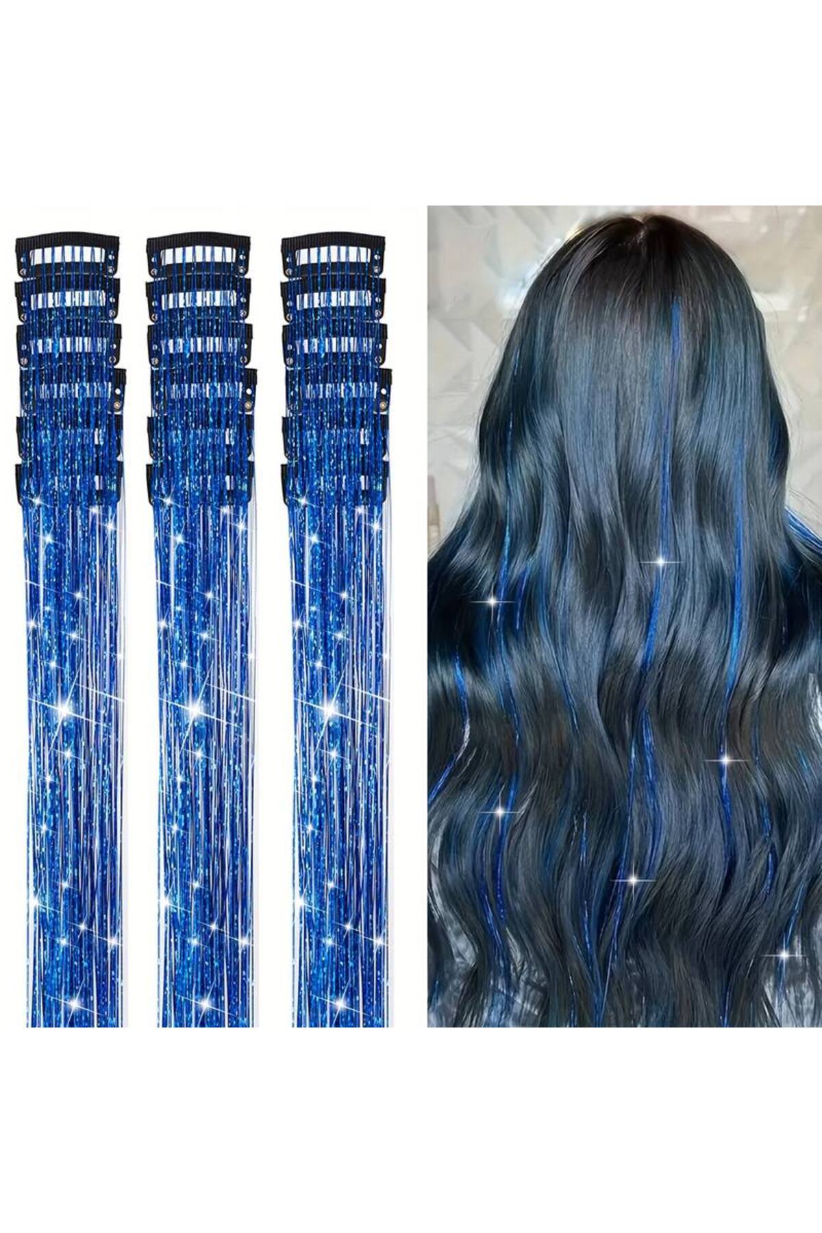 MutluBiDünya 1 Adet Çıt Çıtlı Hair Tinsel Gelin Teli Saç Simi Aksesuarı - Görsel 3