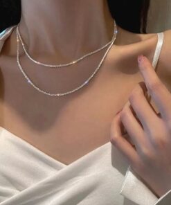 monalisatoka Kadın 2'li Rhinestone Zirkon Taşlı Su Yolu Kolye