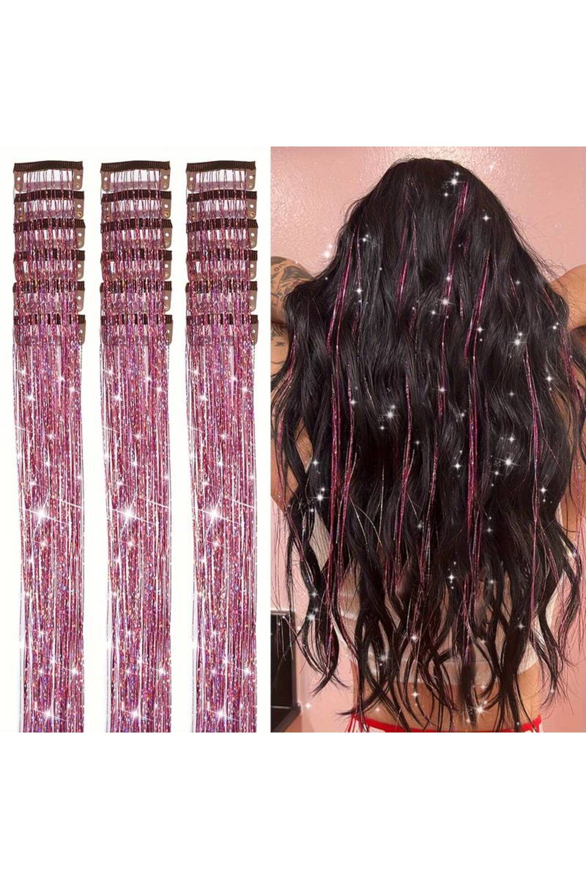 MutluBiDünya 1 Adet Çıt Çıtlı Hair Tinsel Gelin Teli Saç Simi Aksesuarı