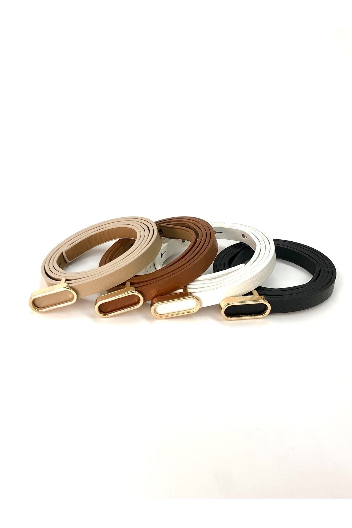 Fiori 4'lü Ithal Oval Gold Tokalı Ince Kemer, Pantolon Kemeri, Gömlek Kemeri, Ceket Kemeri - Görsel 3